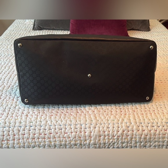 EUC Gucci Black Monogram XL Canvas Duffel Bag with Leather Strap/Leather Base - Picture 5 of 9